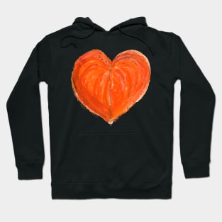 Orange Heart Drawn With Oil Pastels Hoodie